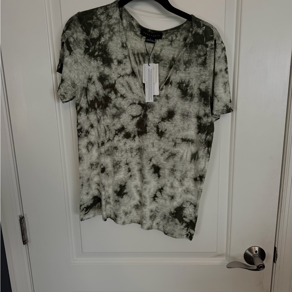 NWT Sanctuary Olive Green/Grey Easy Breezy Peasant Tshirt